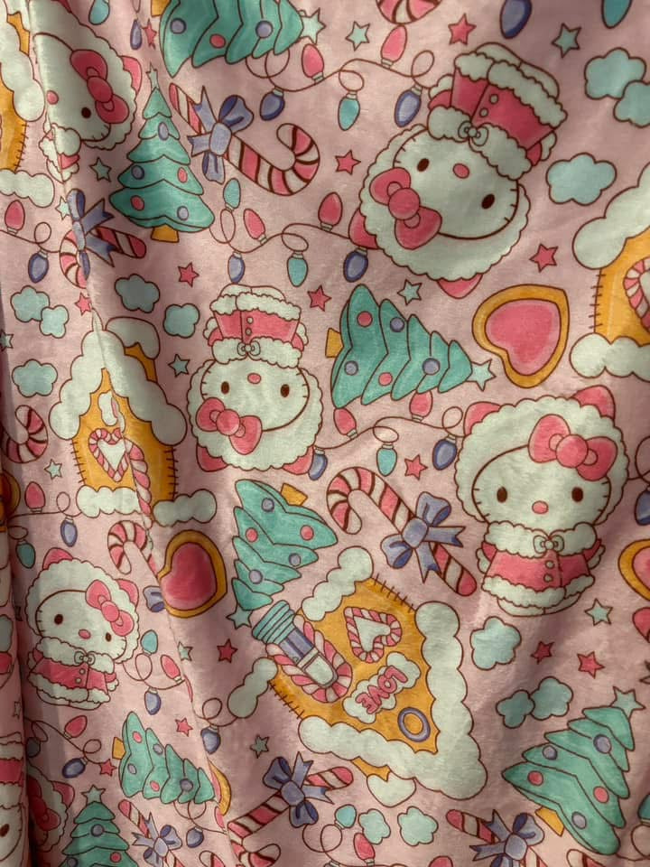 RTS Large Minky Blanket Christmas Kitty Pink
