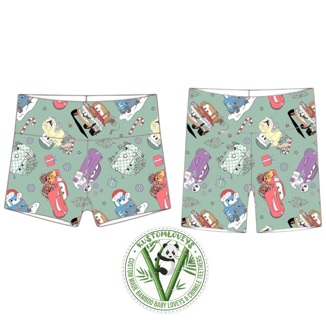Christmas Cars Biker Shorts