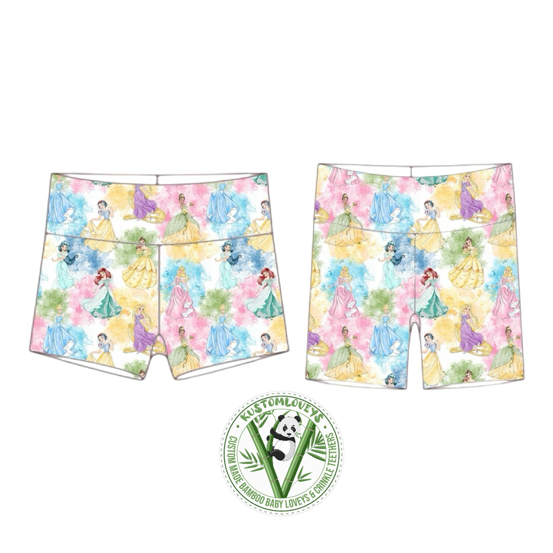 Watercolor Princesses Biker Shorts