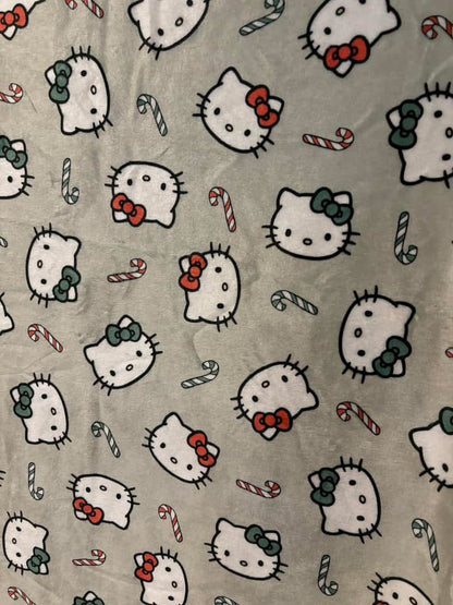 RTS Large Minky Blanket Christmas Kitty Green