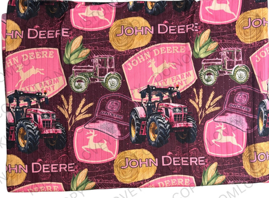Pink Tractor ribbed knit fabric - clothes (multiple options)