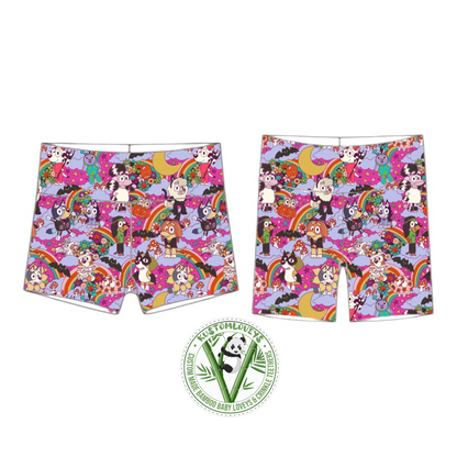 Halloween Dogs (Pink) Biker Shorts