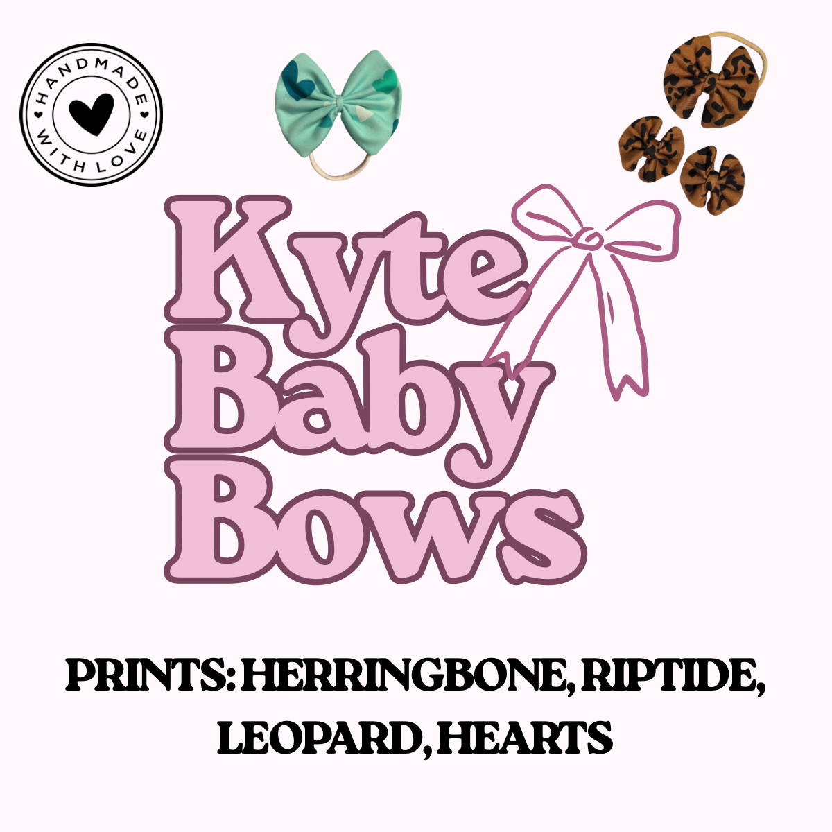 Bows: Kyte Baby (Prints- Herringbone, Riptide, Leopard, Hearts)