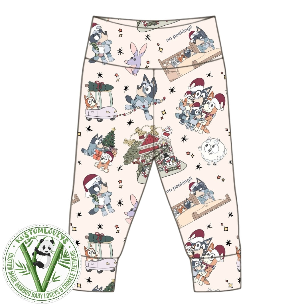 Christmas Blue Dog Leggings