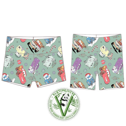 Christmas Cars Biker Shorts