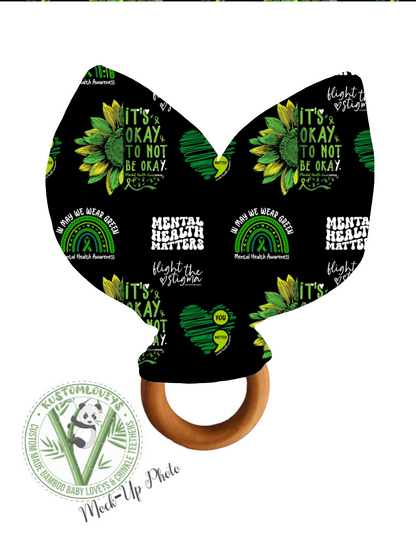 Mental Health Awareness: Crinkle Teether (black background)
